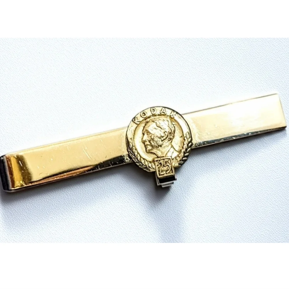 Vtg 1954 sterling silver Kodak 25 years coin tie clip antique